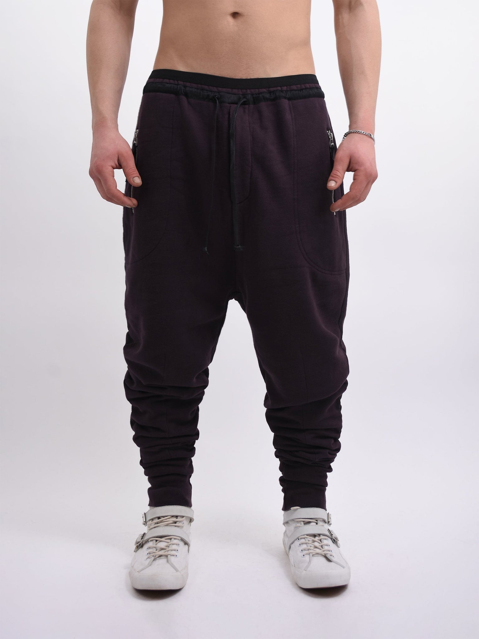 Grape and Black Satin Striped Joggers