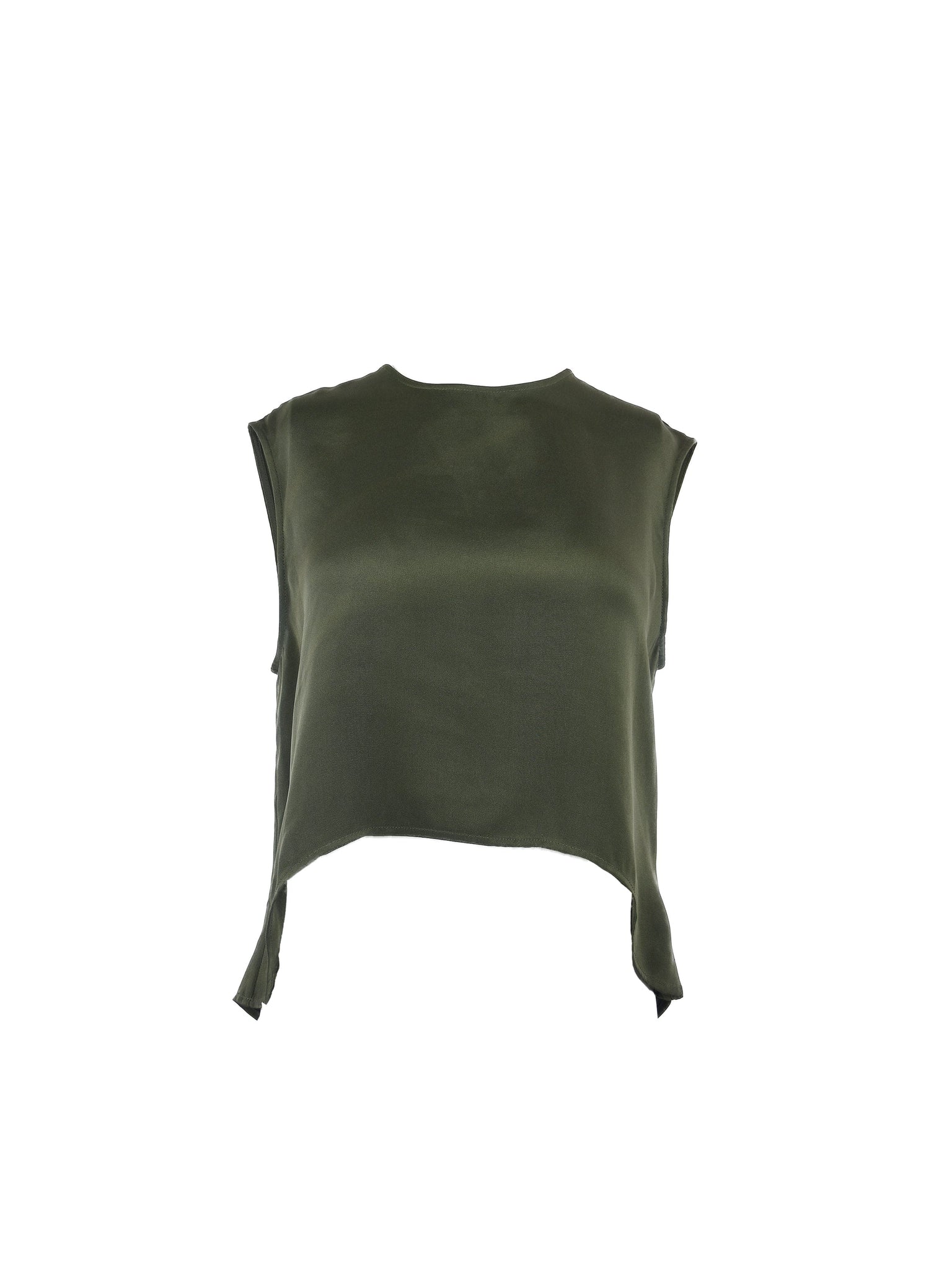 Green Sleeveless Silk Top