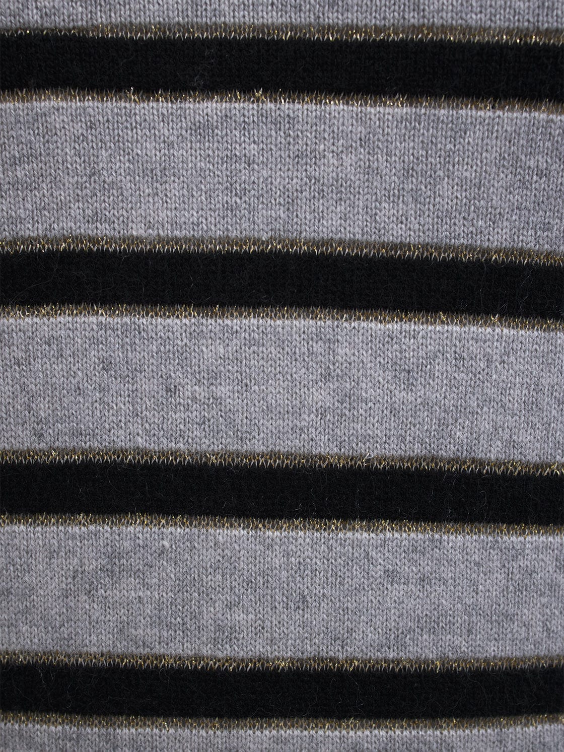 Grey Cashmere Blend Jumper with Black Stripes