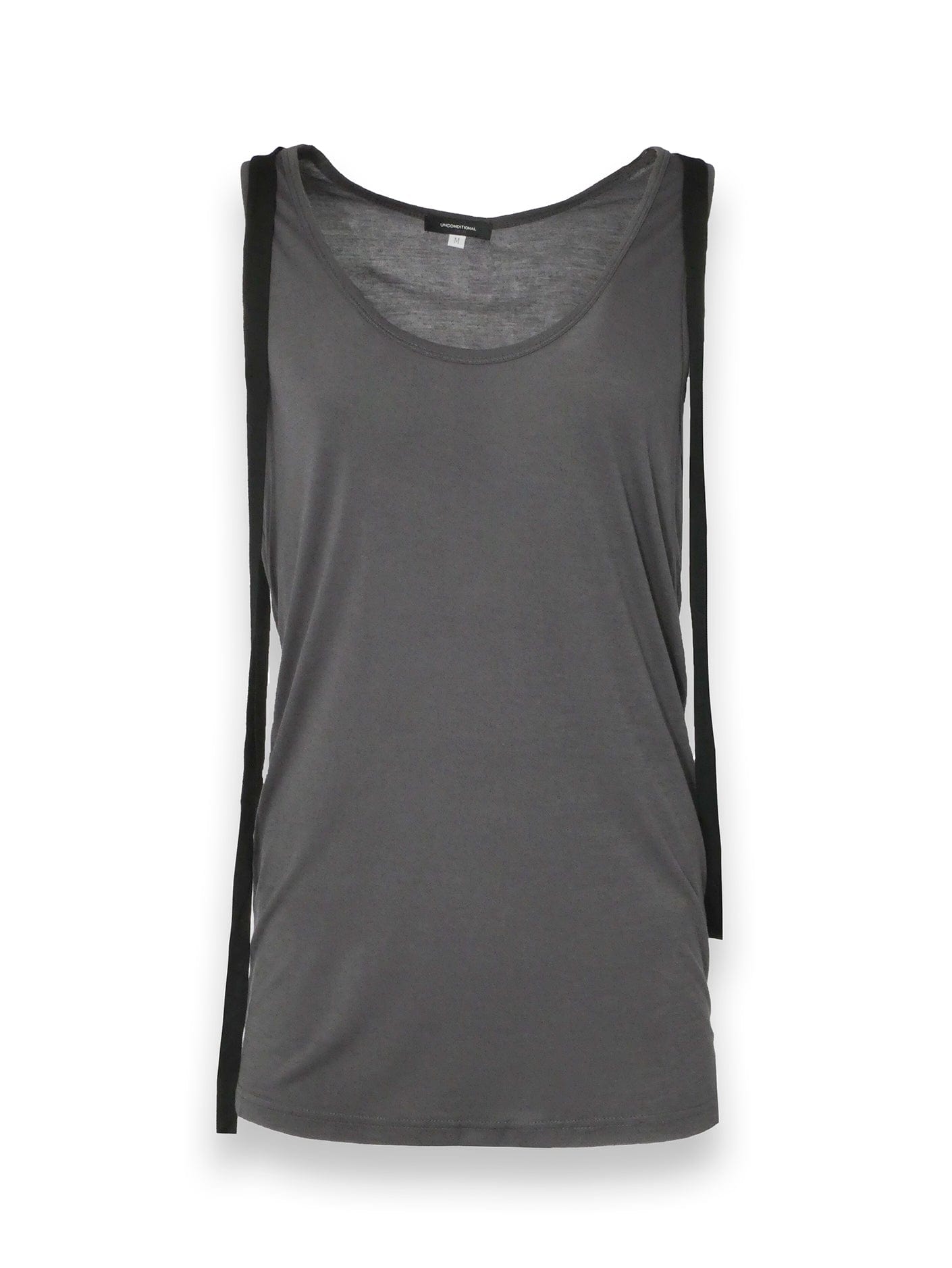 Grey Cotton Vest with Black Assymetrical Straps