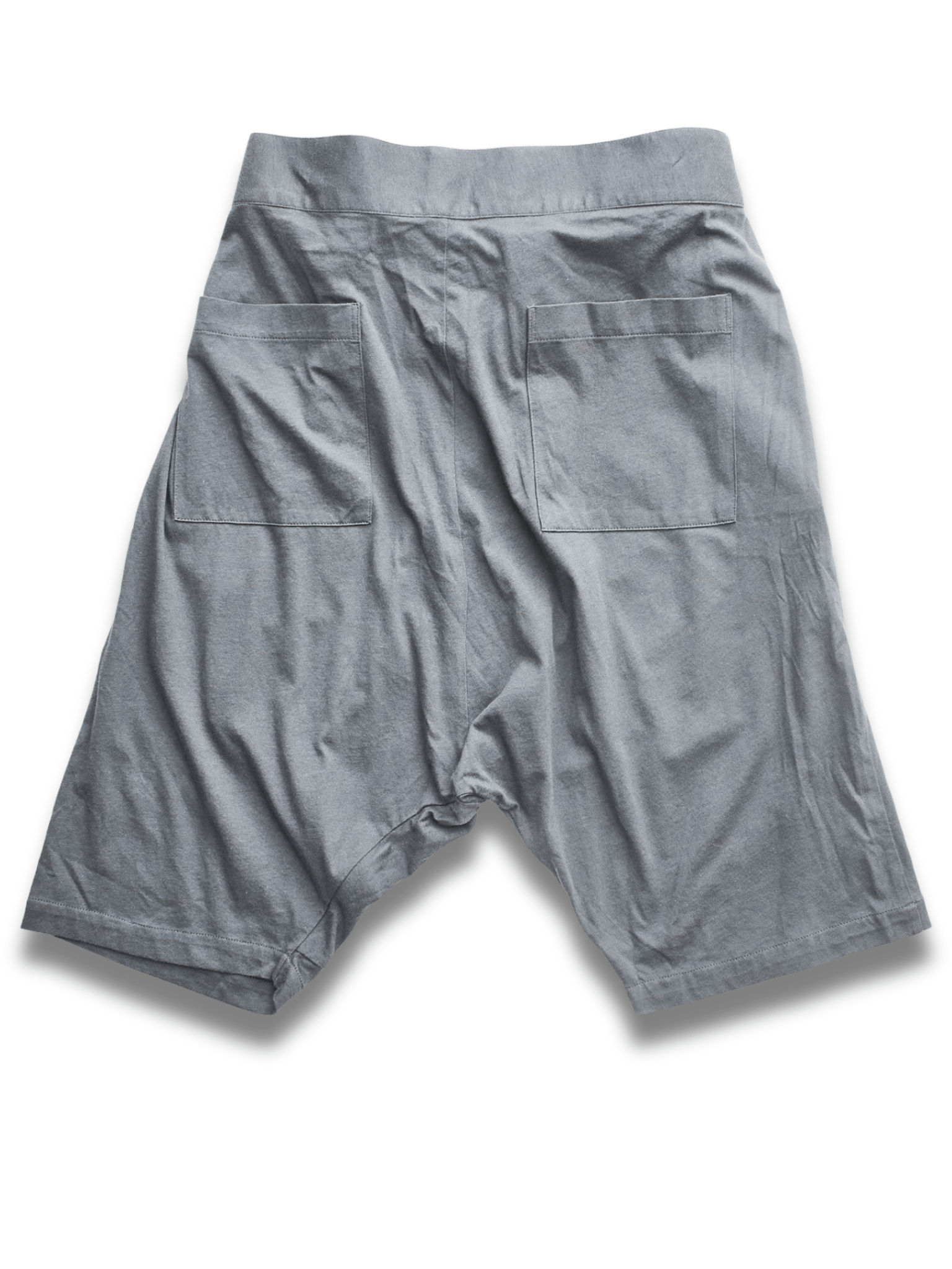 Grey Double Zip Drop Crotch Jogger Shorts with Waist Ties