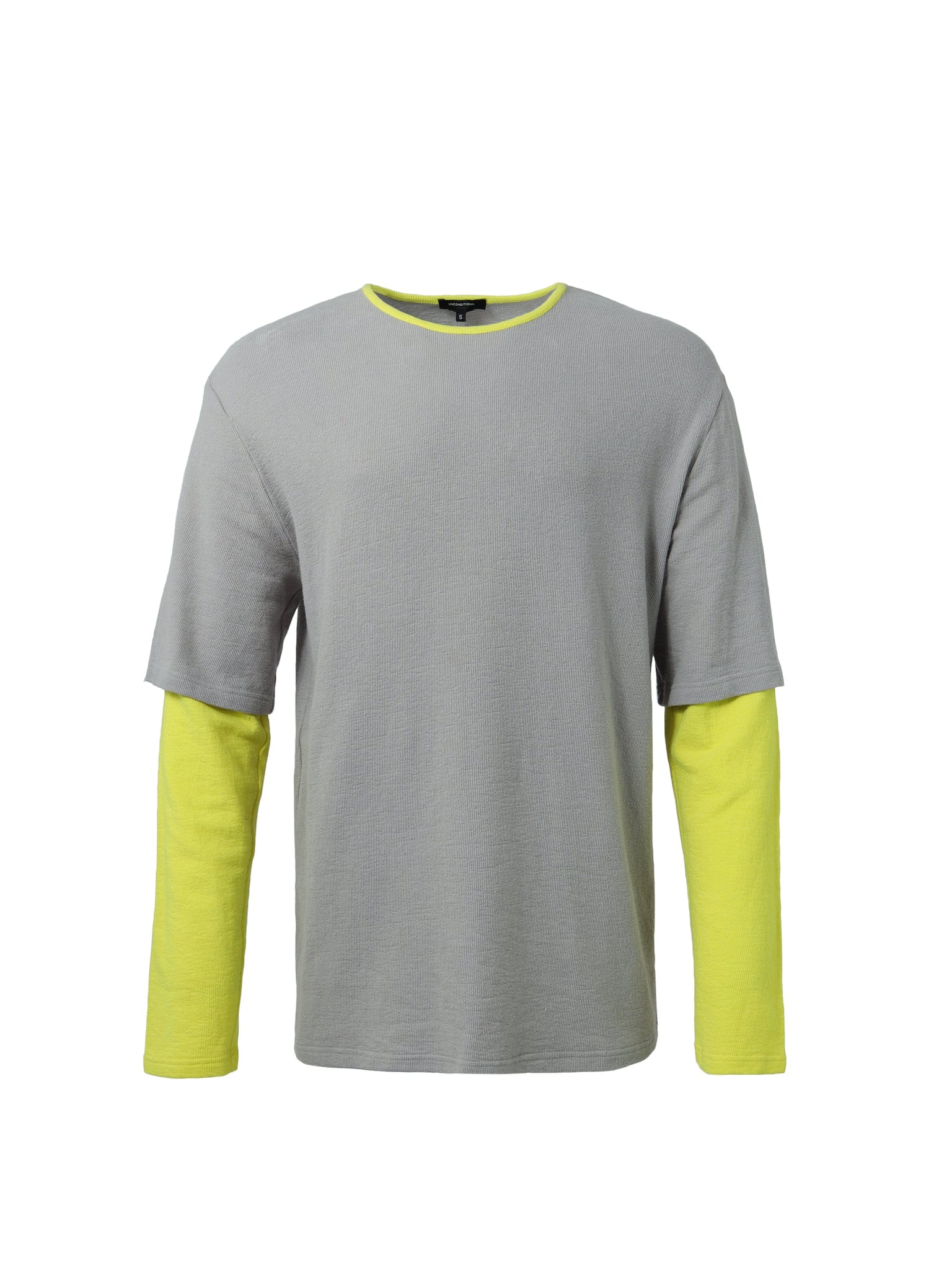 Grey Long Sleeved Top with Yellow Detailing