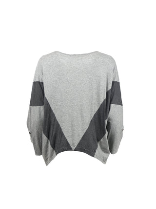 Grey Oversized Top with Stripe Details