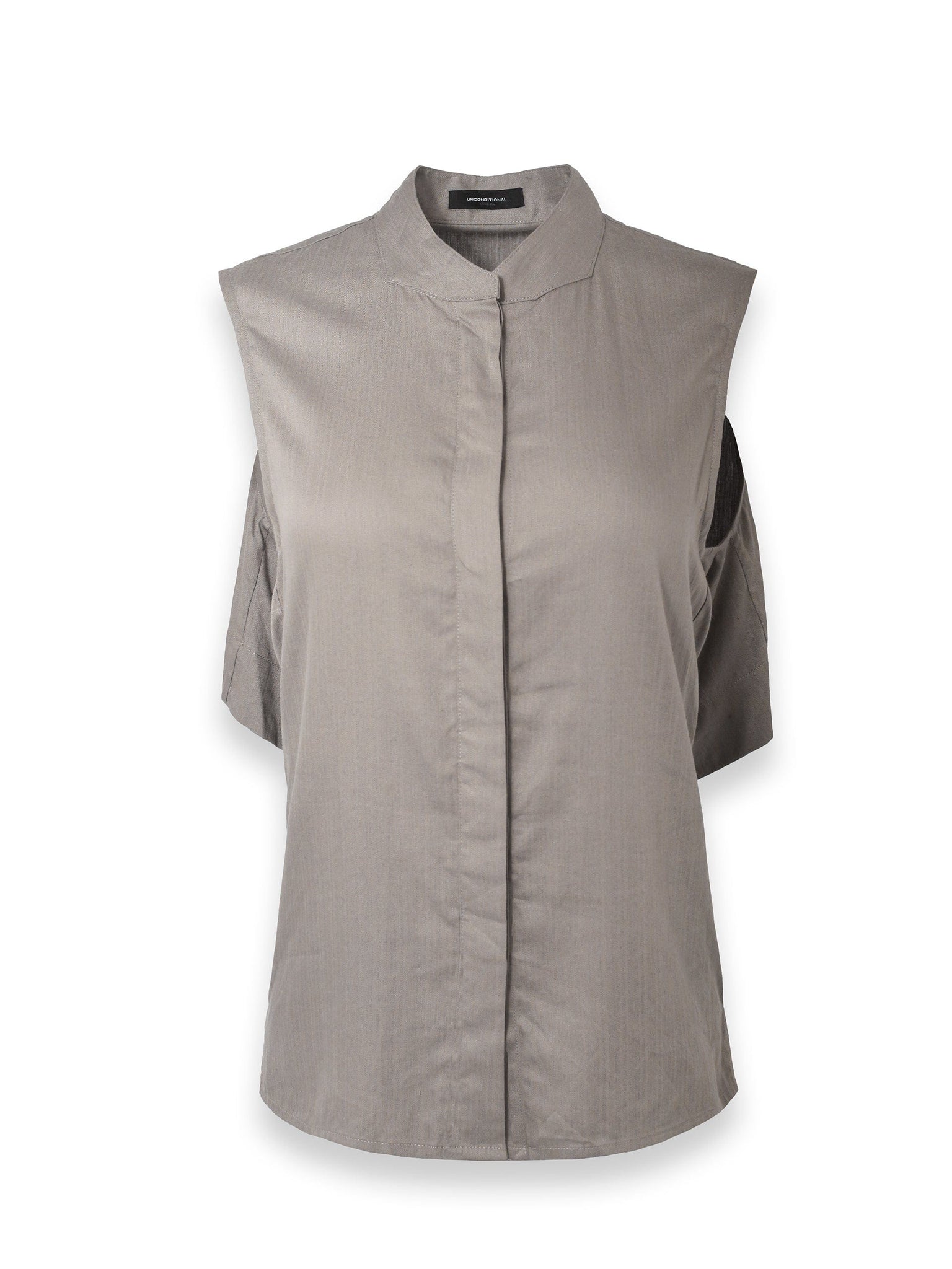 Grey Sleeveless Shirt with Cut Out Detail