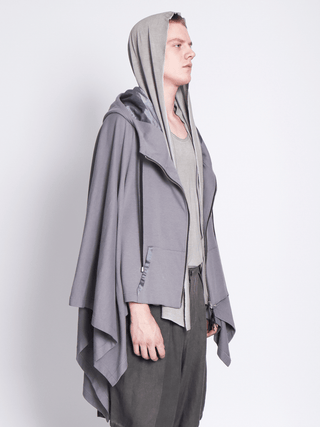 Grey Sleeveless Zip Up Poncho