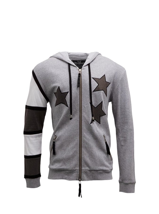 GREY STARS AND STRIPES ZIP-UP HOODIE