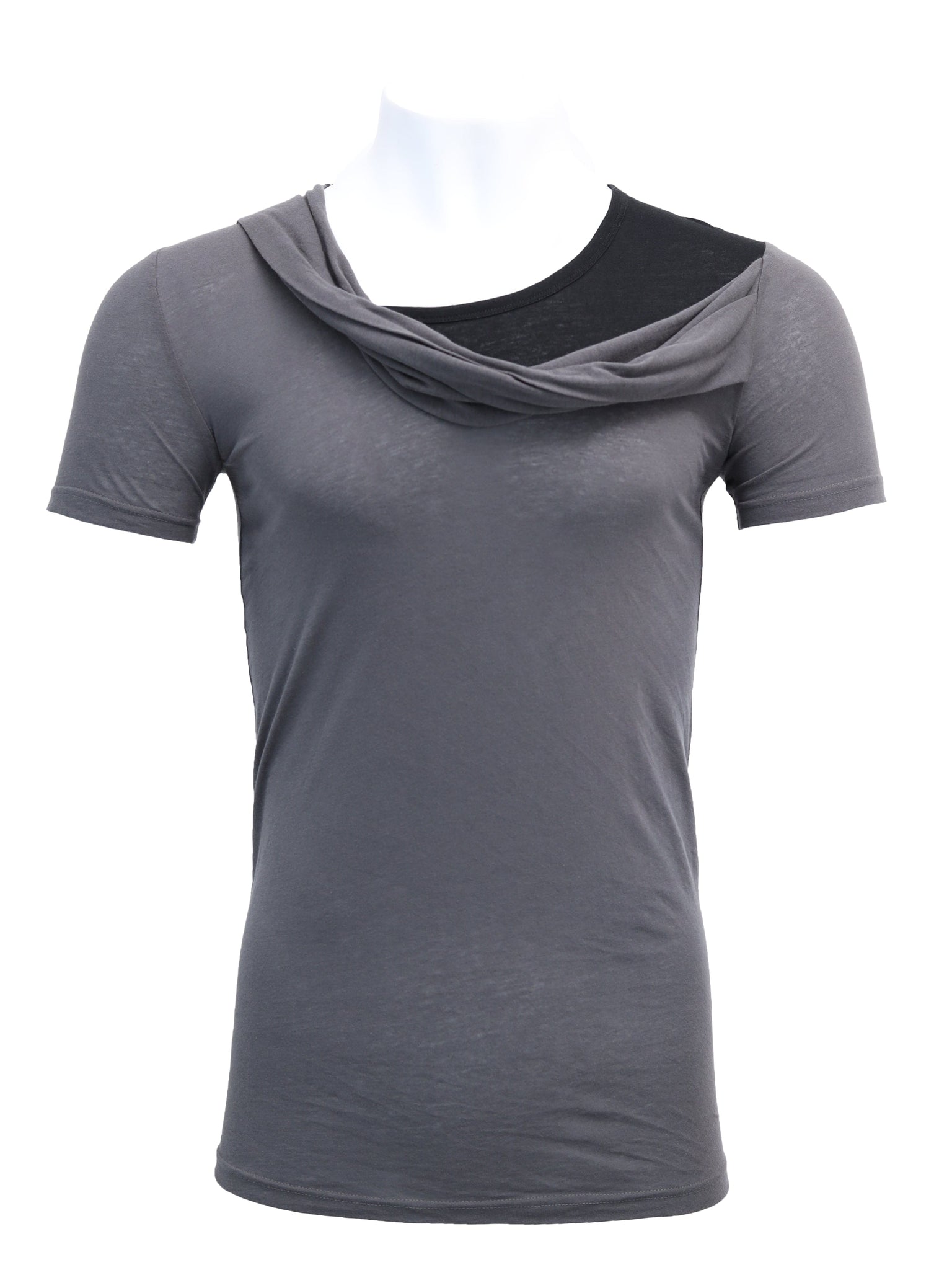 Grey T-Shirt with Detailed Neck