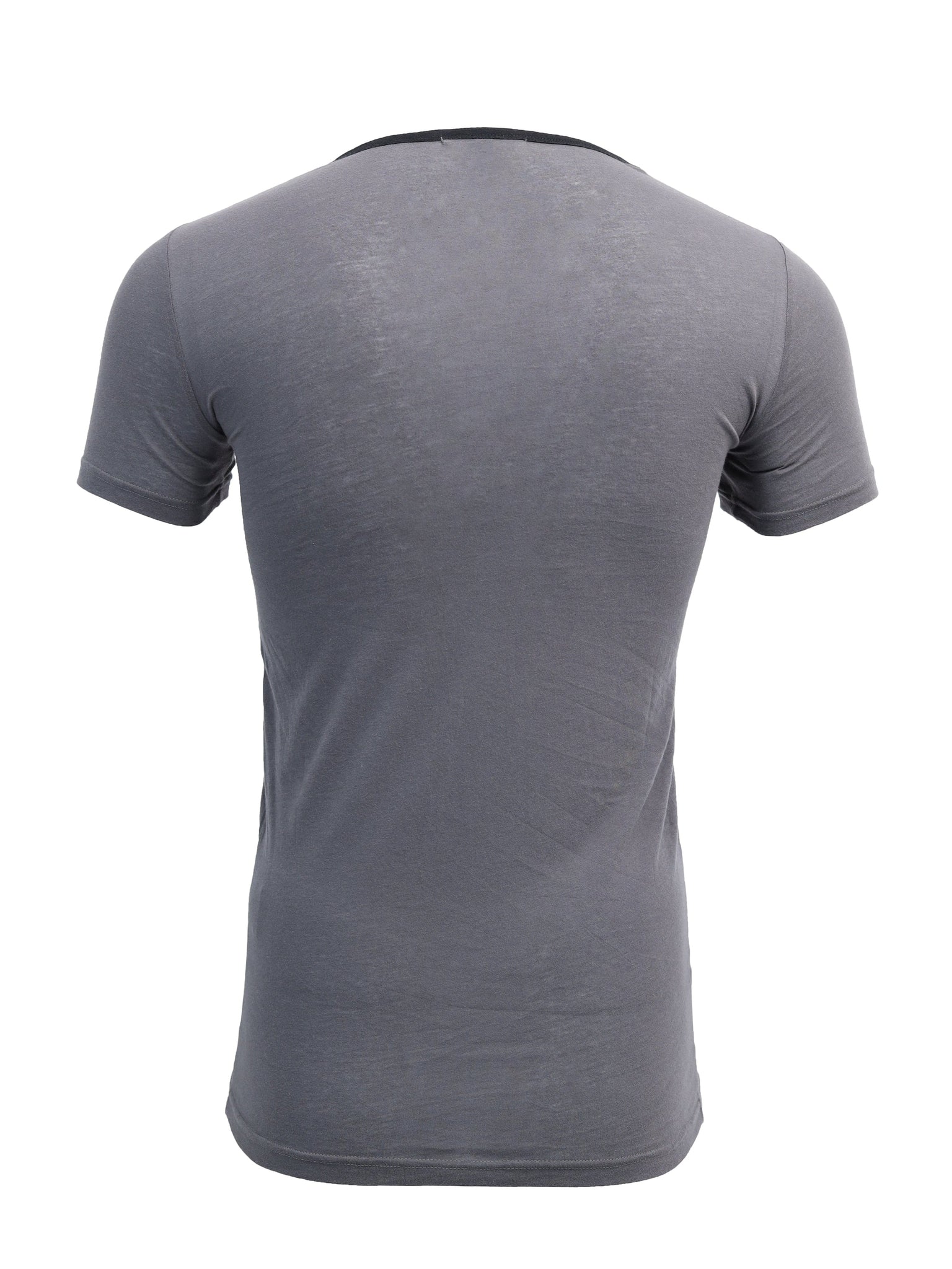 Grey T-Shirt with Detailed Neck