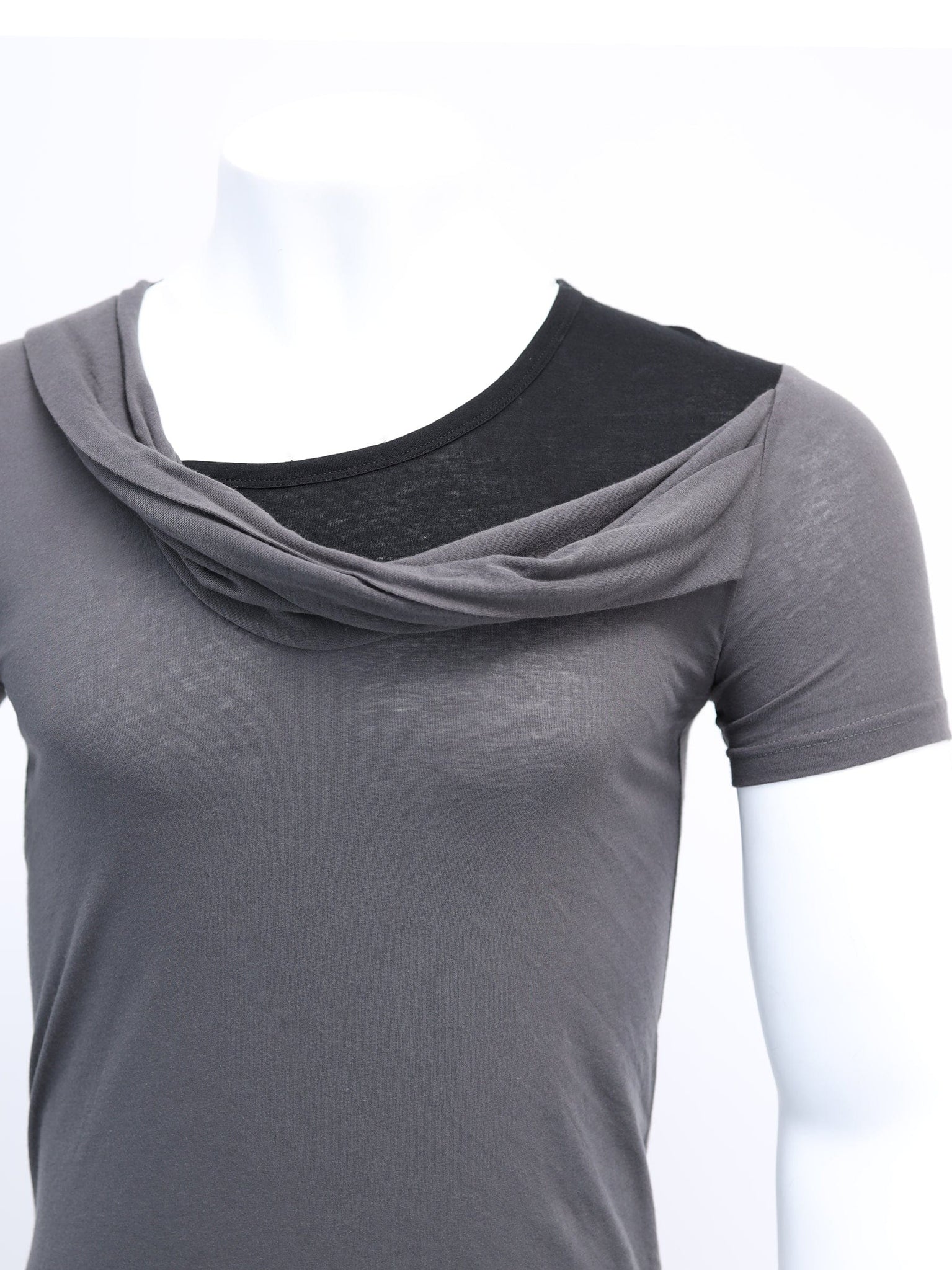 Grey T-Shirt with Detailed Neck