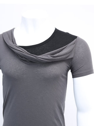 Grey T-Shirt with Detailed Neck