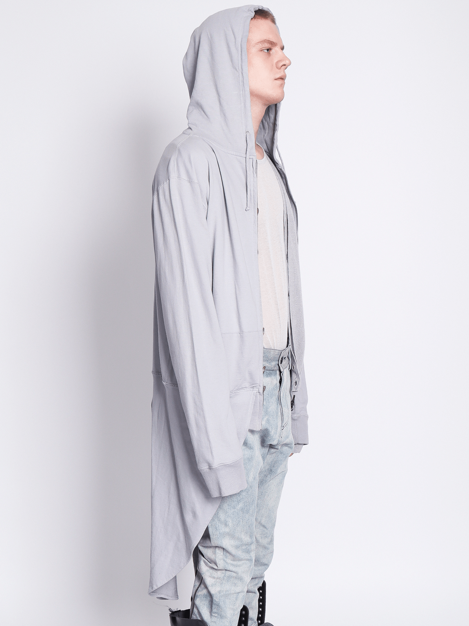 Grey Tailcoat Hoodie with Wings