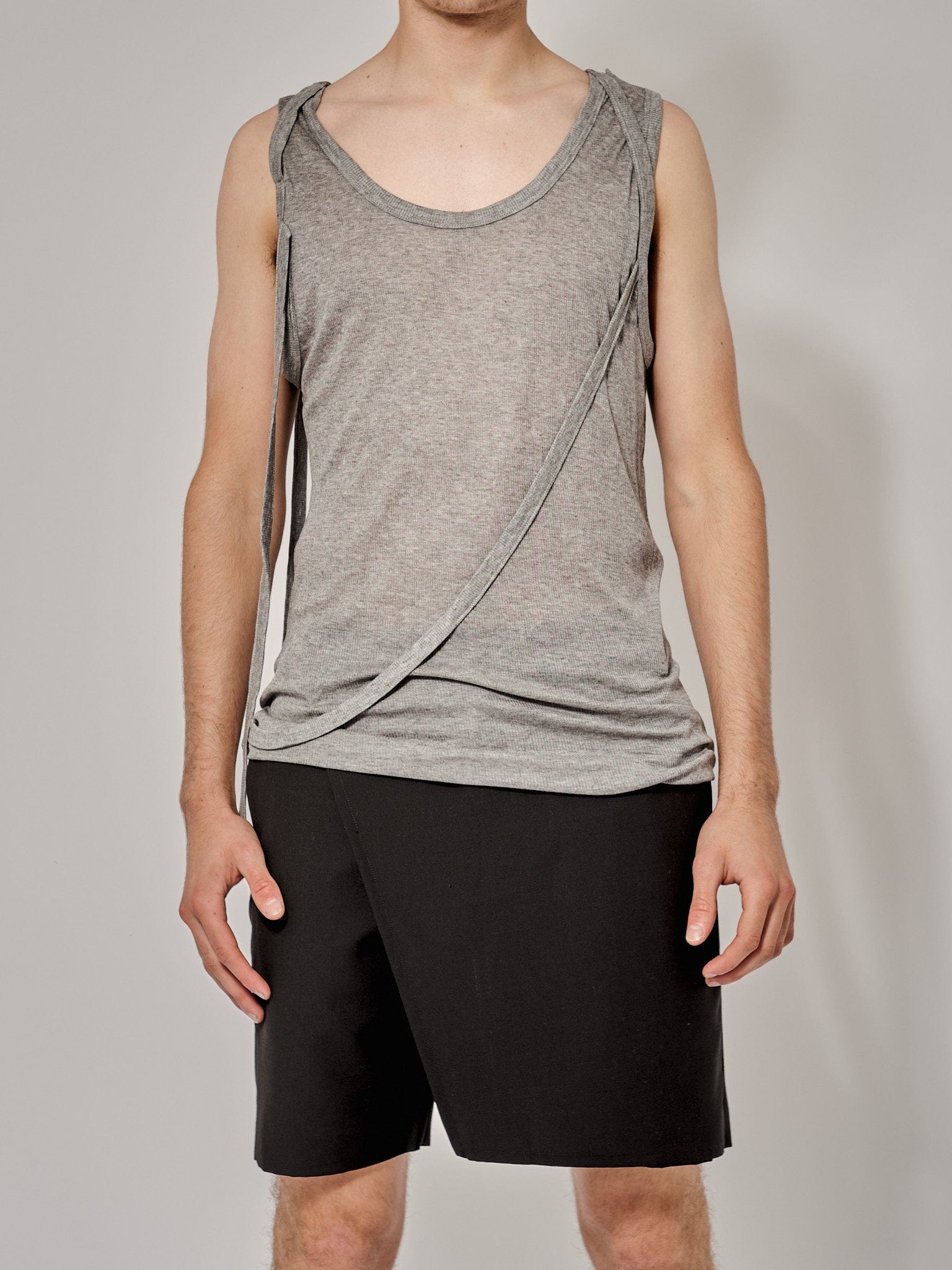 Grey Vest with Crossover Straps