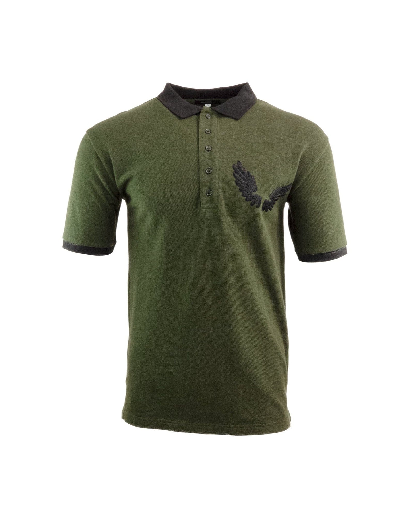 Khaki Embroidered Wings Polo Top