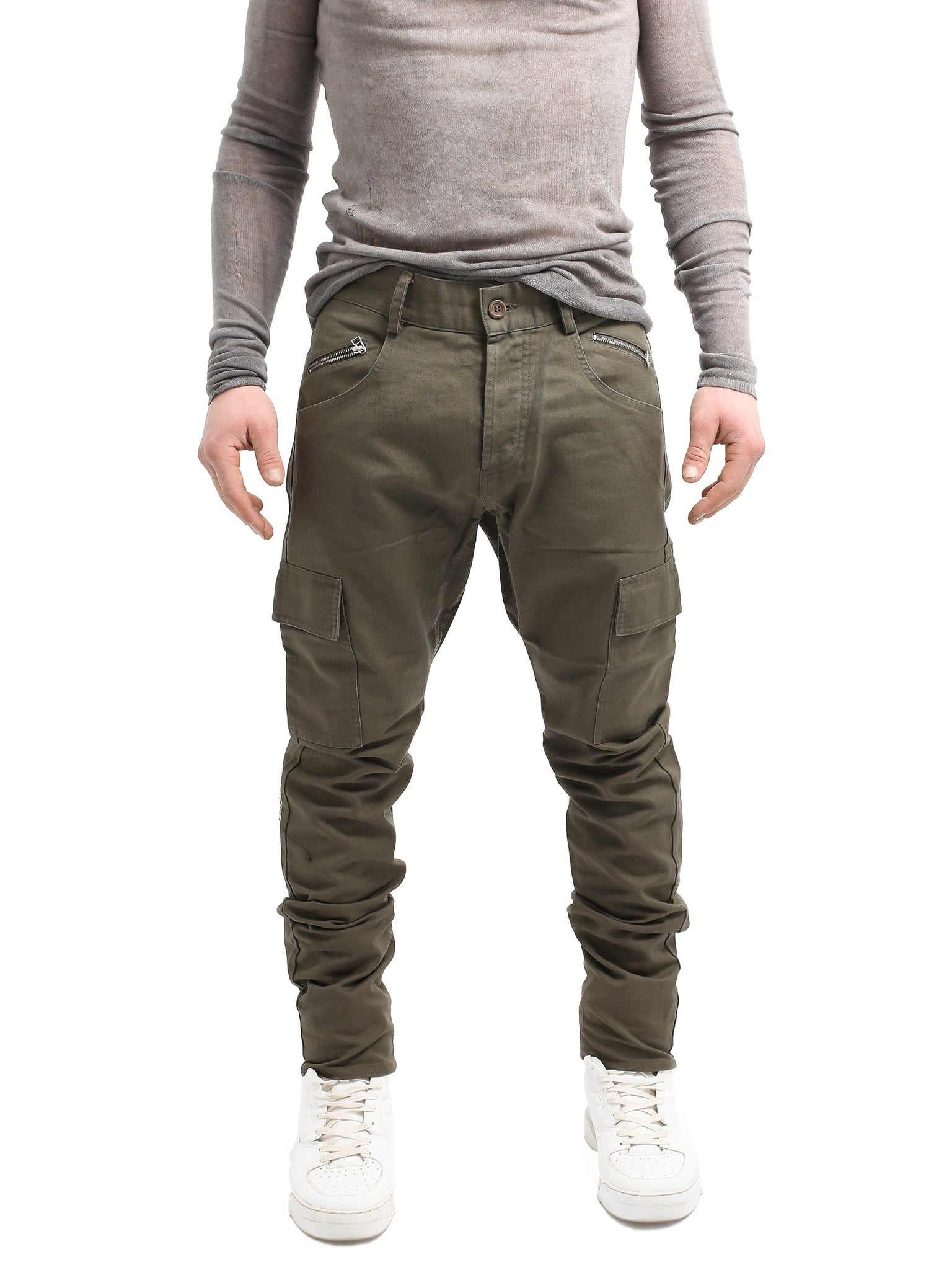 Khaki Green Straight Leg Jeans