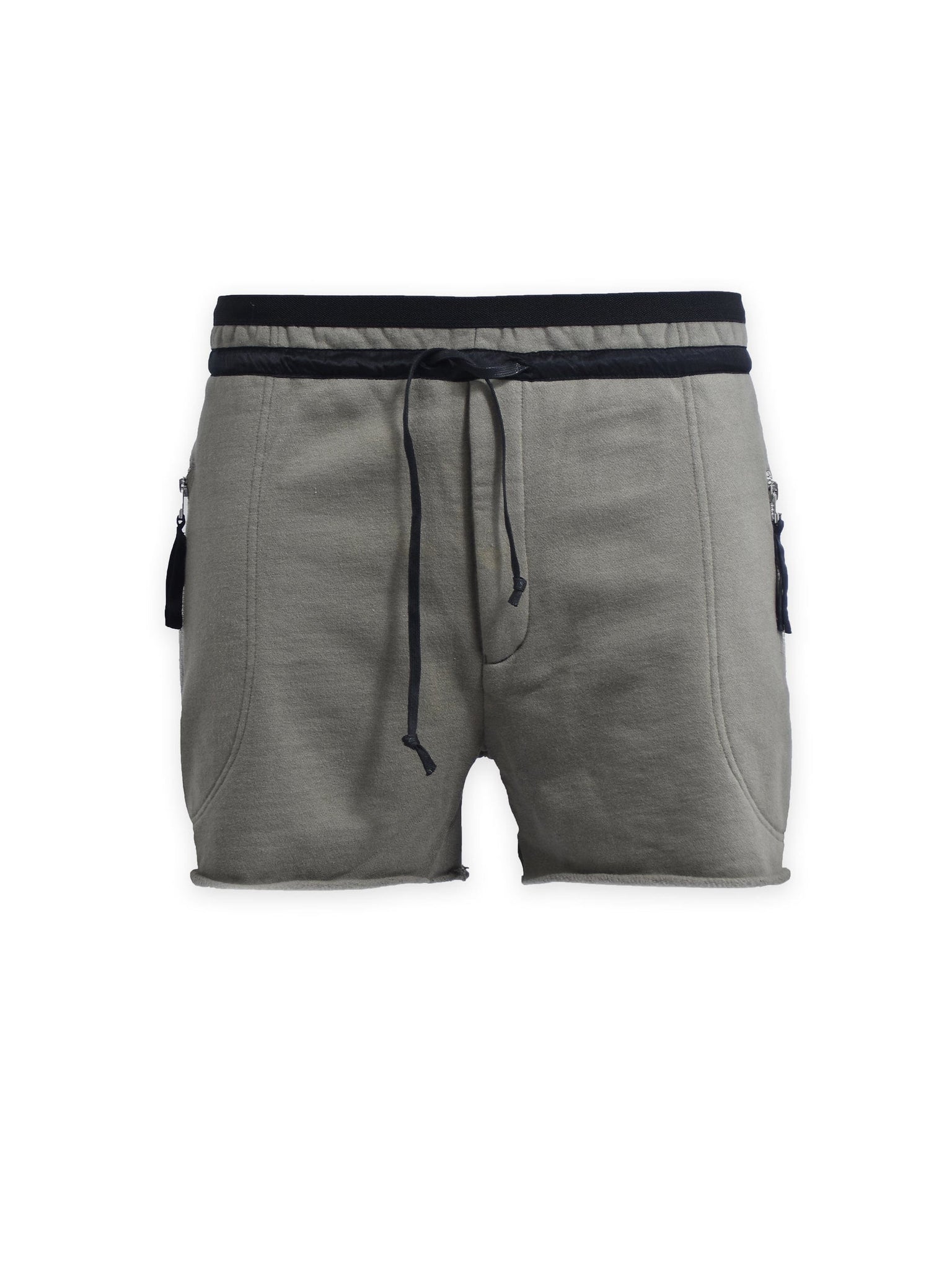 Khaki Green Zip Pocket Sweat Shorts