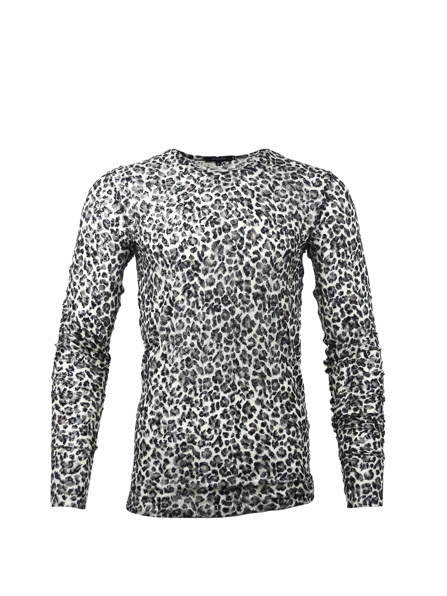 Leopard Print Longsleeve Mesh T-Shirt