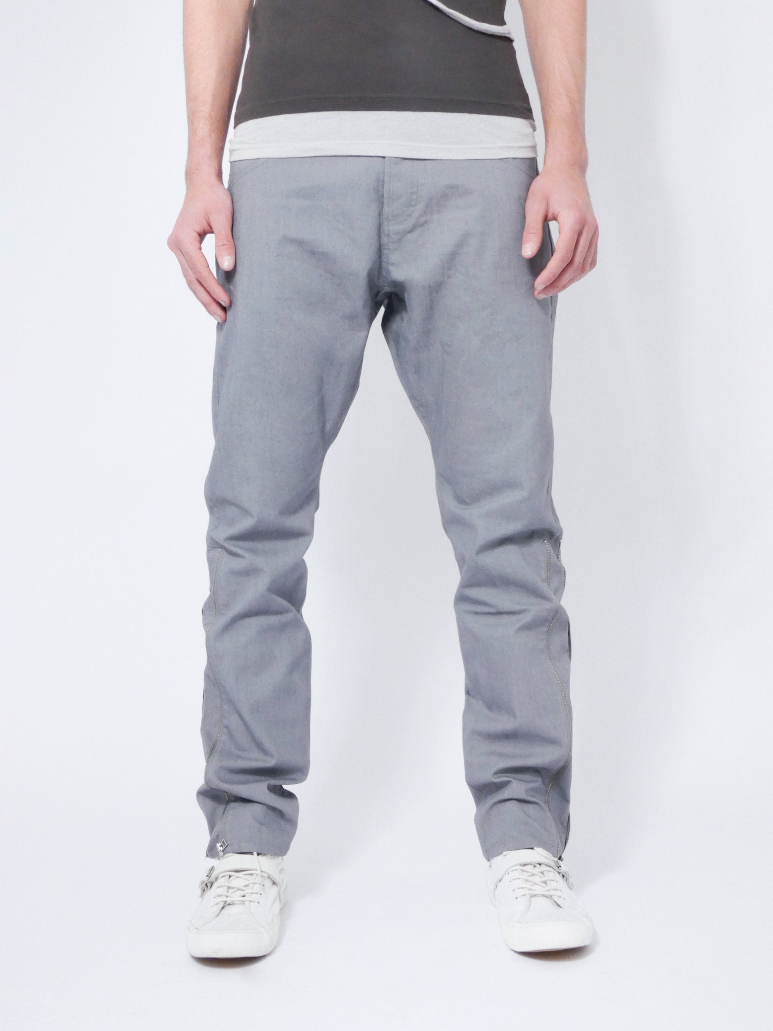 Light Grey Jeans with Side Zips