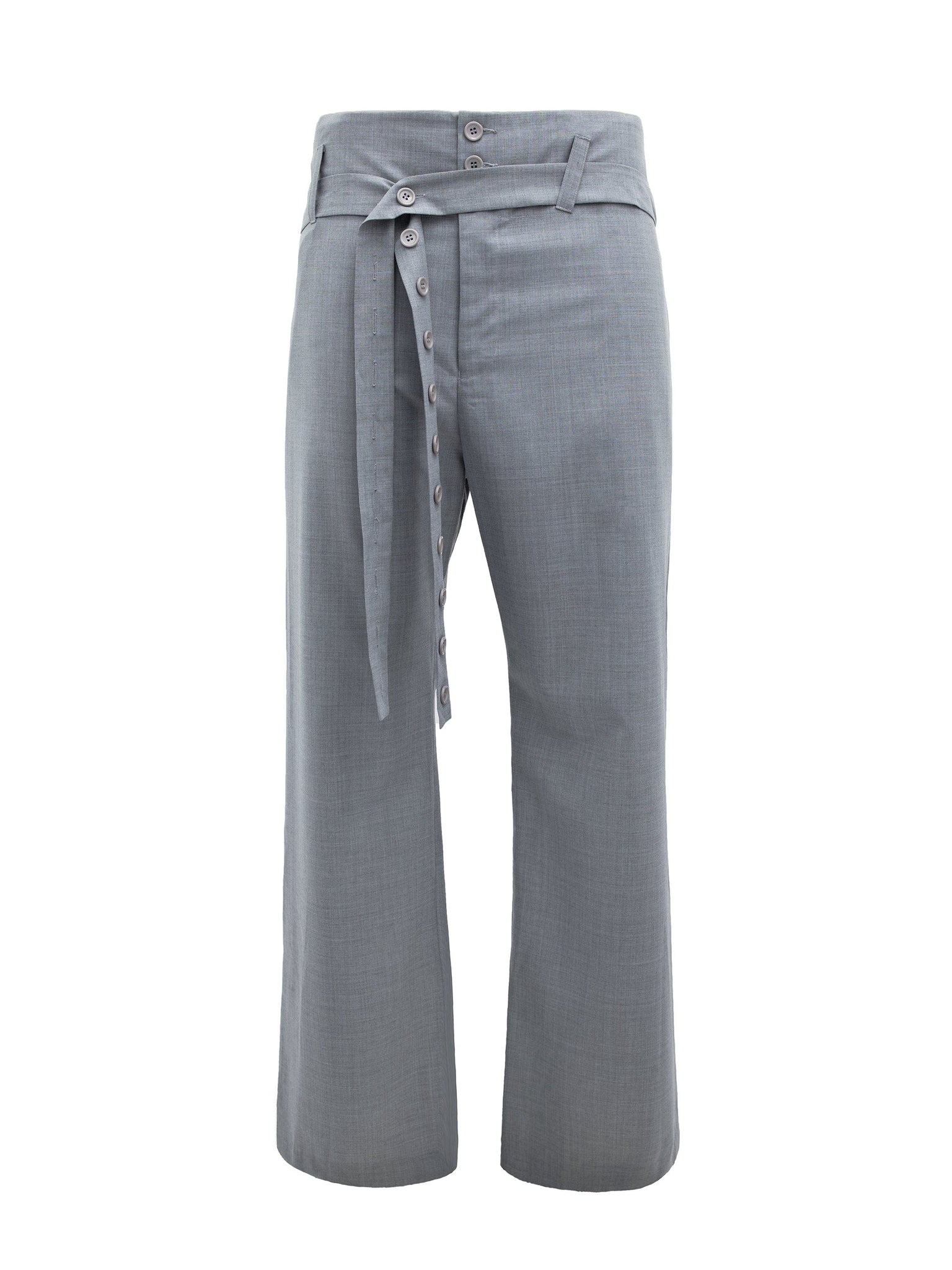 Light Grey Strap Wool Trousers