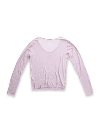 Light Weight Pink Distressed Low Neck Jumper