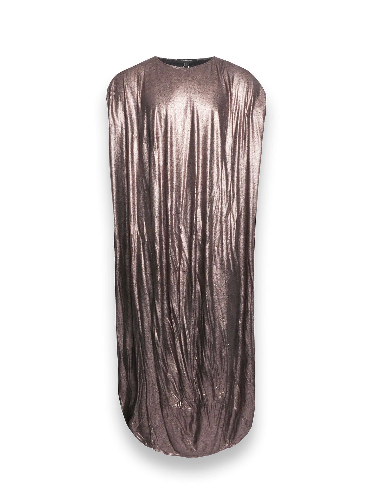 Long Foiled Rayon Jersey Bronze Dress