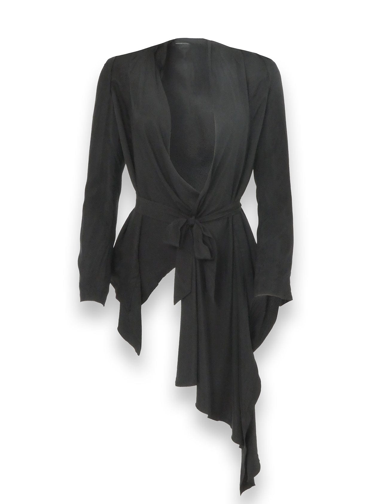 Long Sleeved Black Wrap Around Top