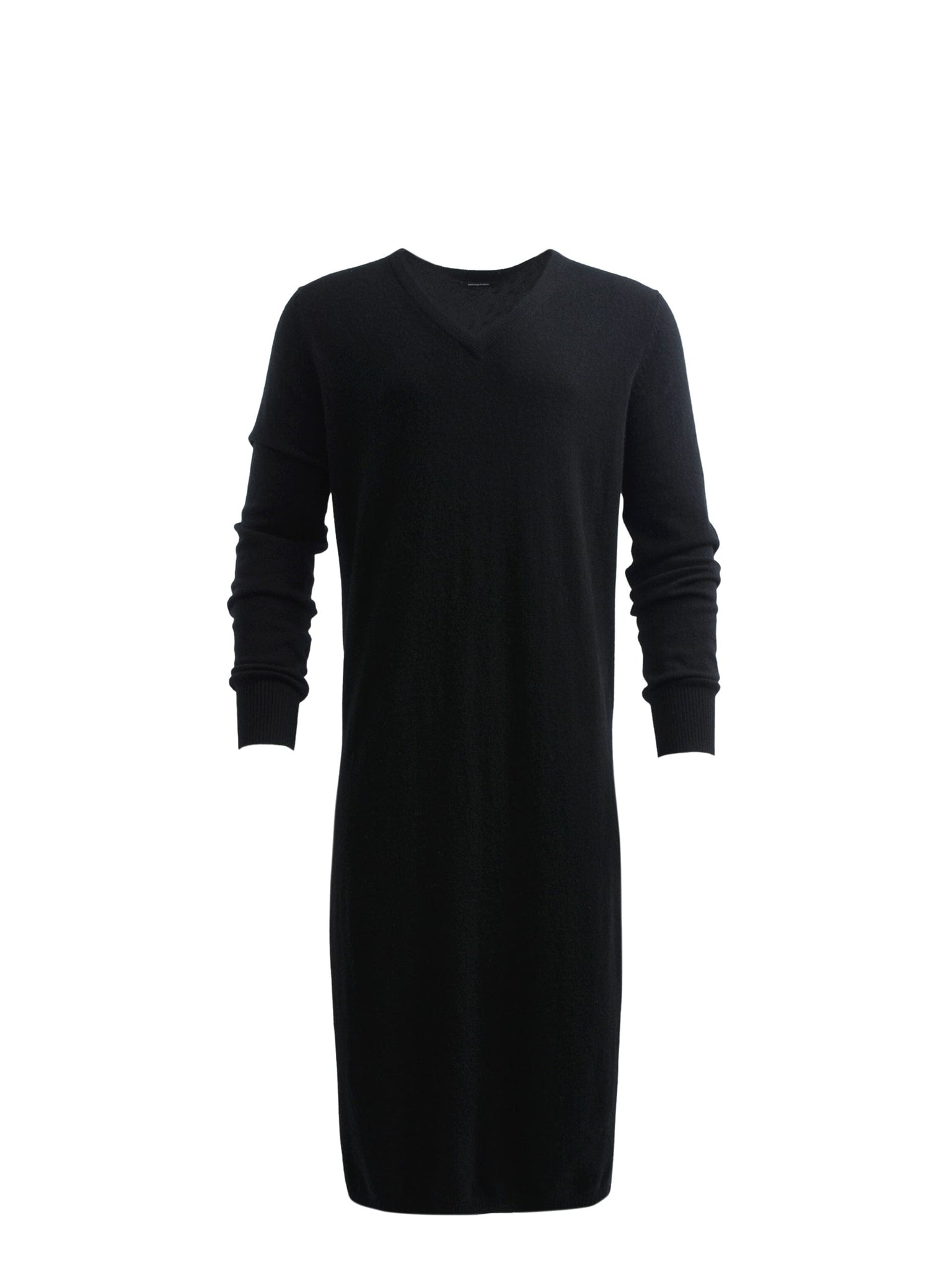 Longline Knitted Dress Jumper in Black