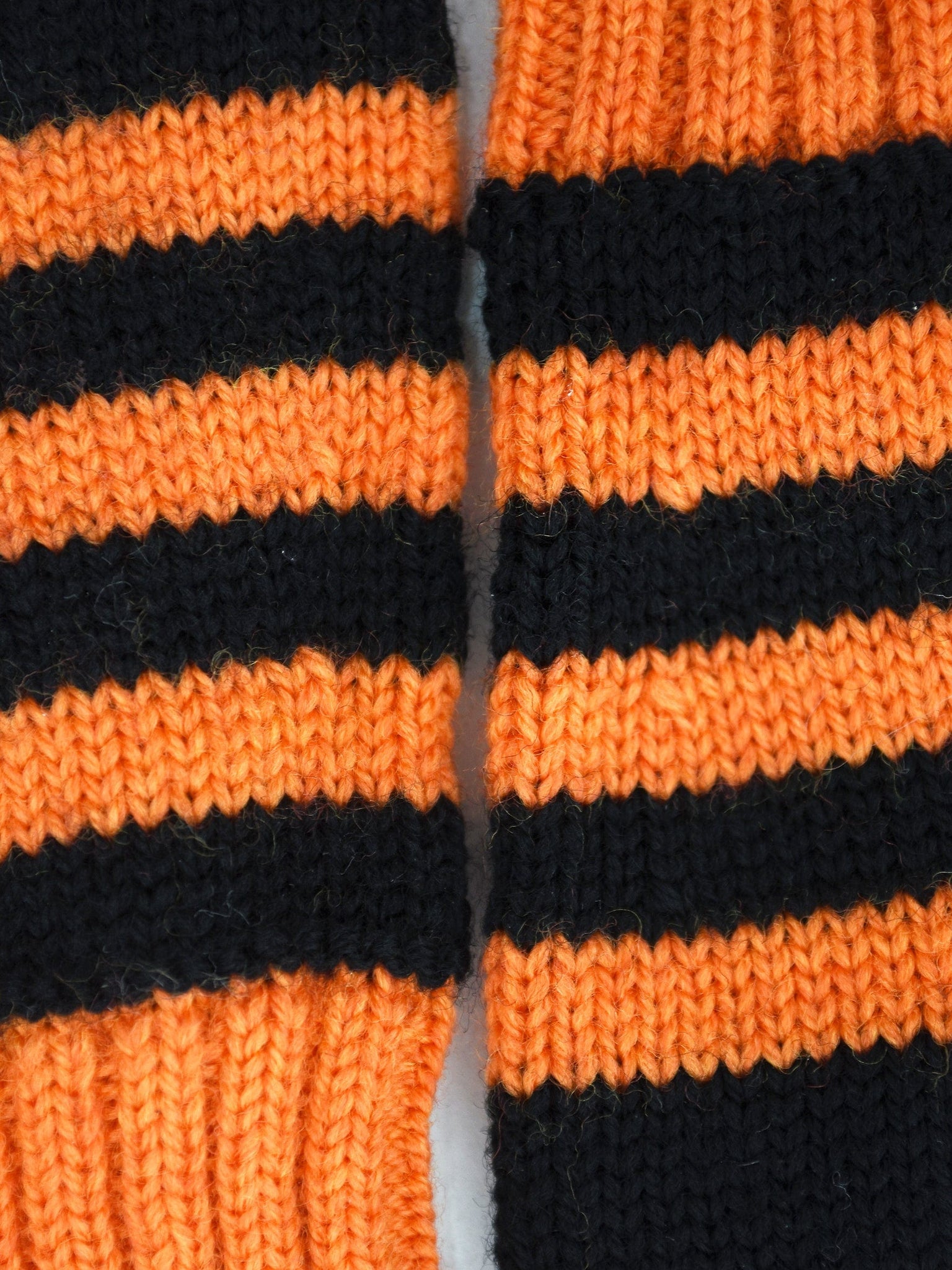 Merino Wool Striped Fingerless Gloves