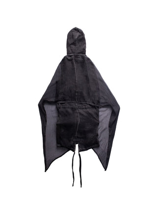 Military Cold Dye Poly Crinkle Chiffon Hooded Poncho Zip Up