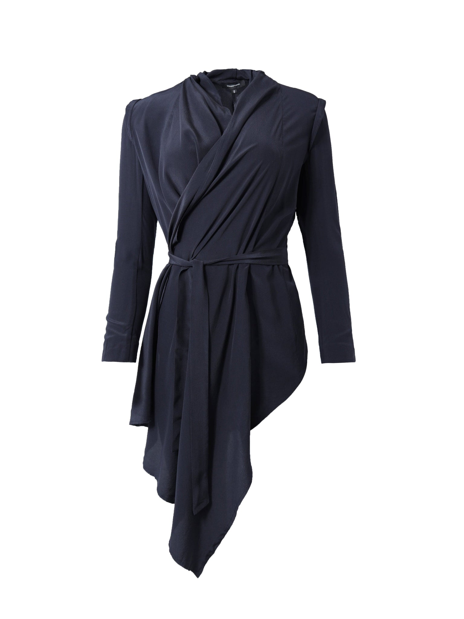 Navy Asymmetric Silk Lightweight Jacket