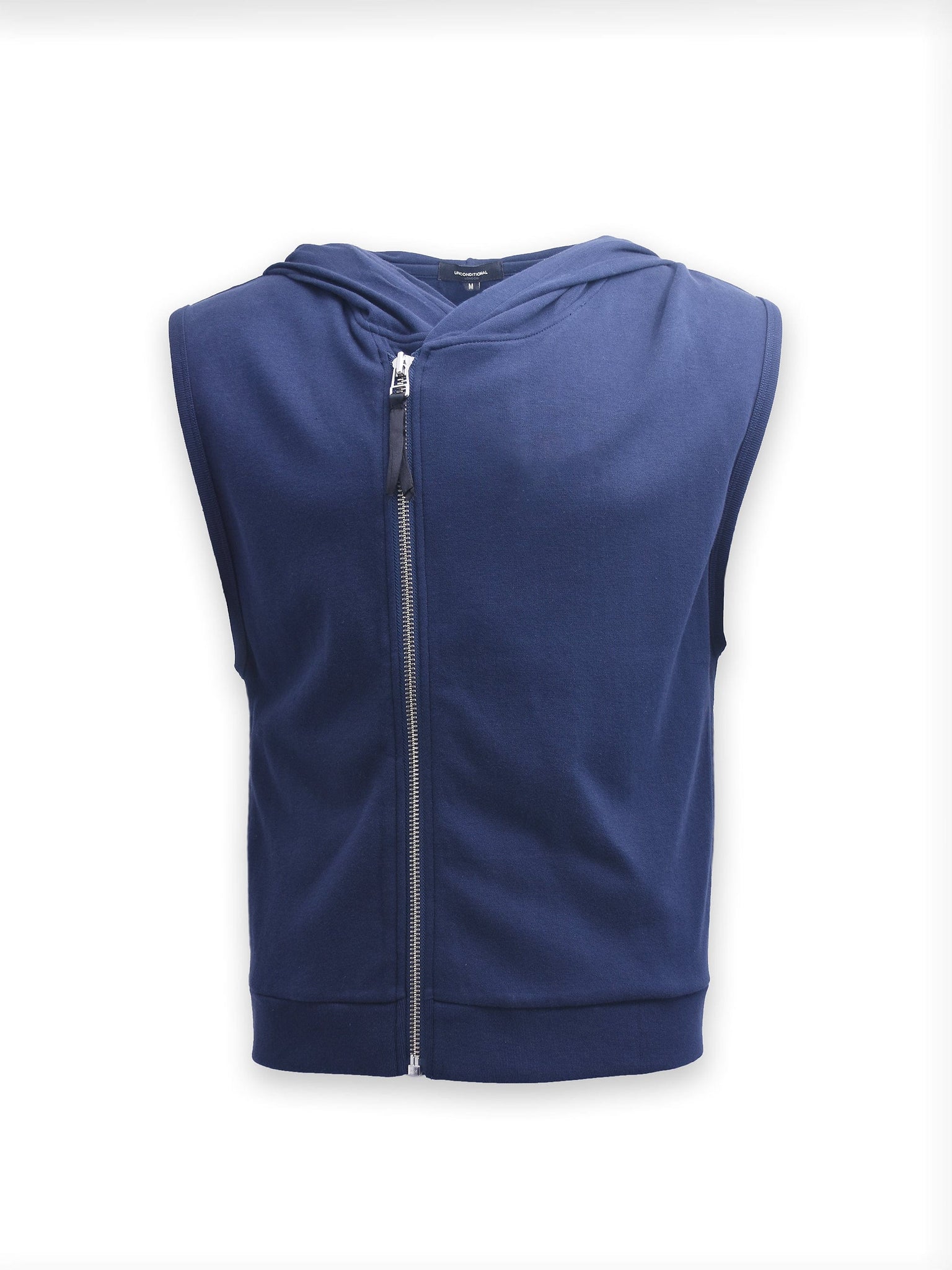 Navy Sleeveless Side Zip Ghost Hoodie