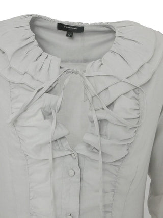 Off White Grey Shirt with Ruffled Detail