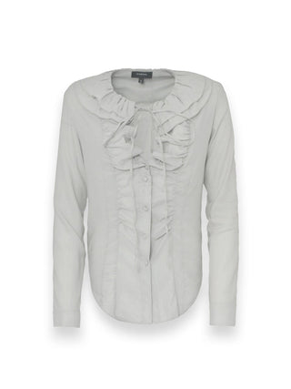 Off White Grey Shirt with Ruffled Detail