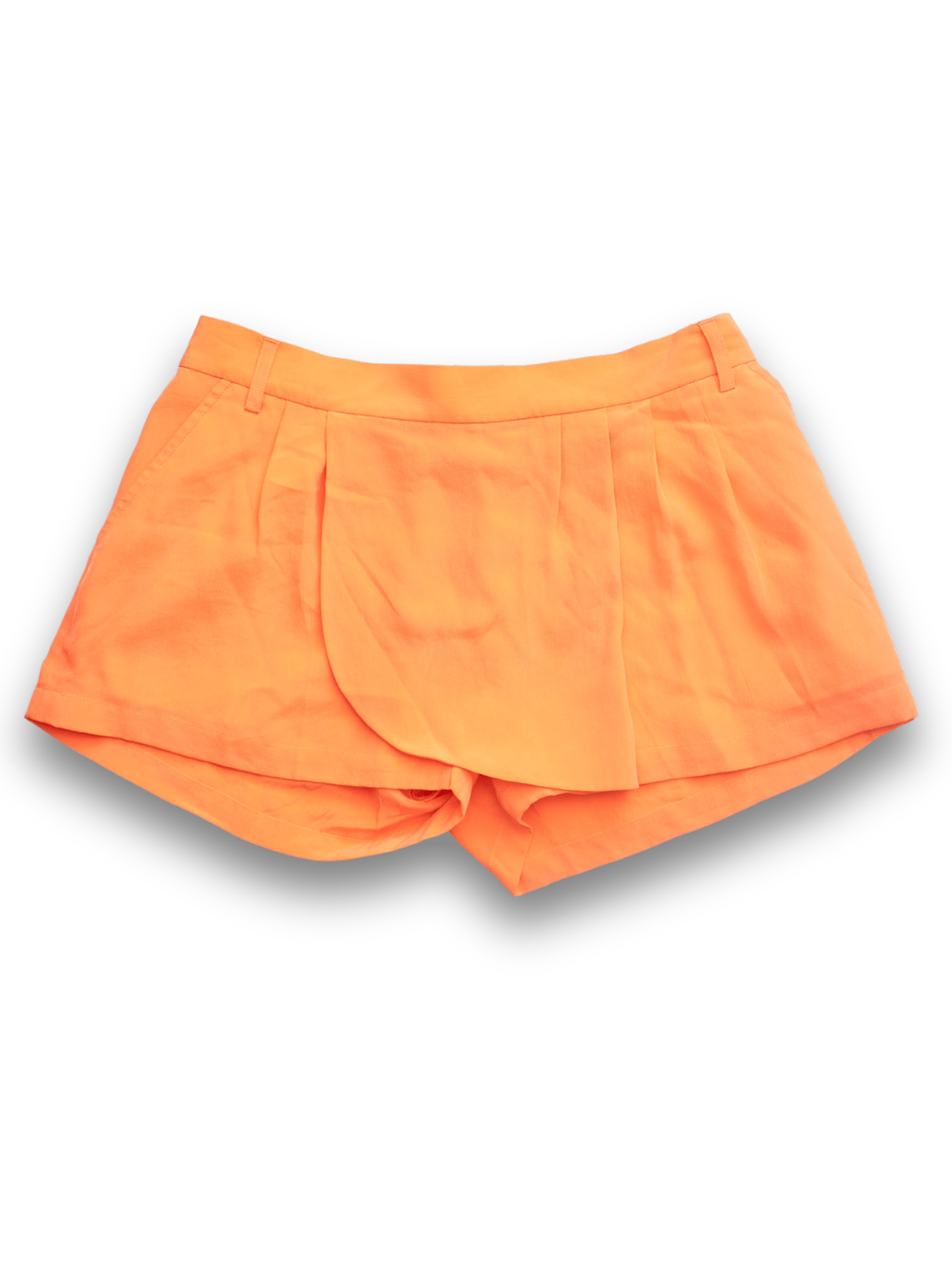 Orange Silk Short Shorts