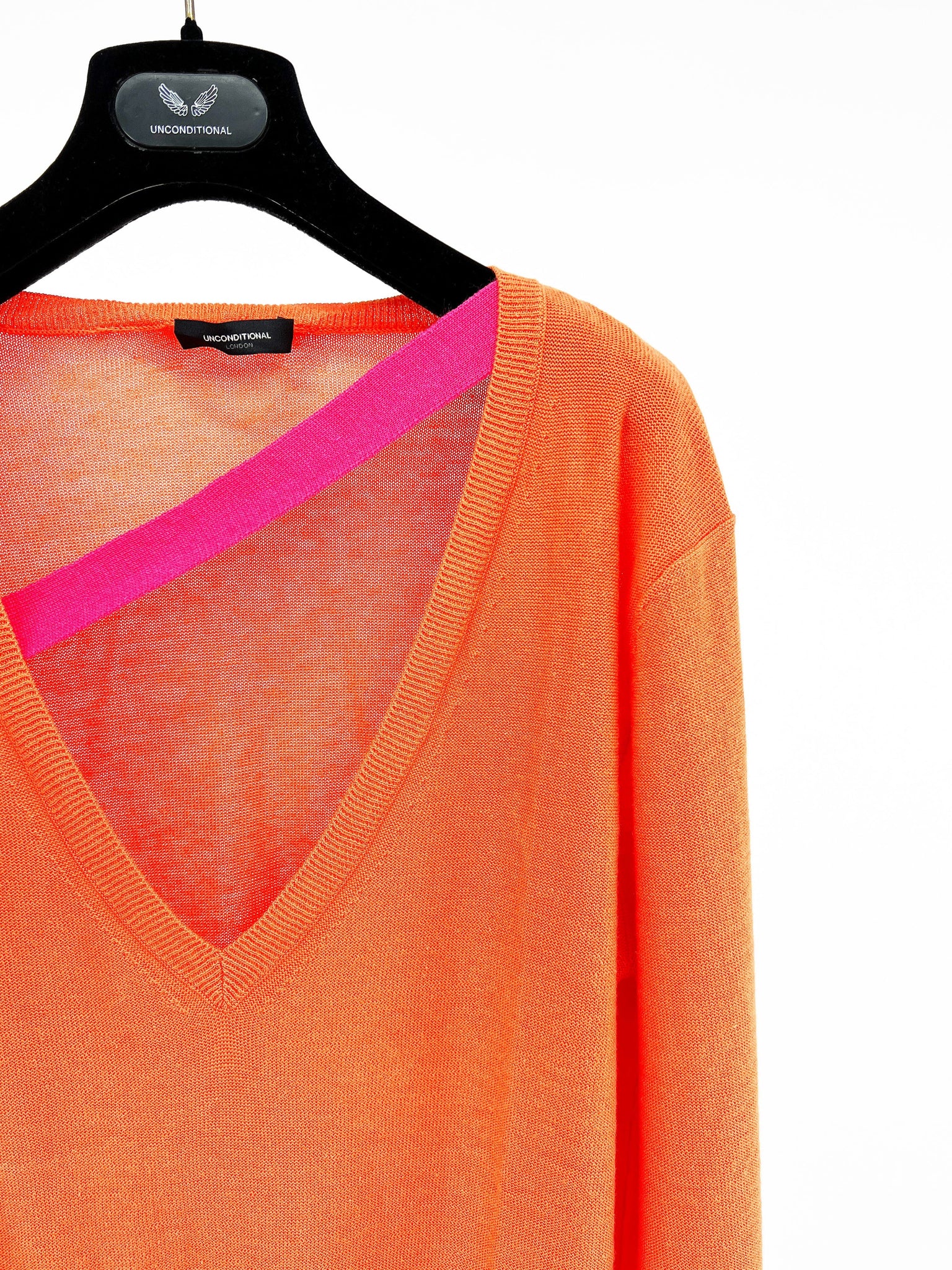 Orange V-Neck Linen Jumper