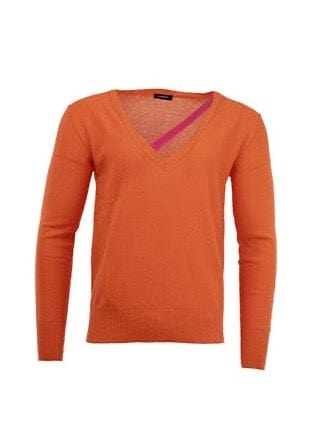 Orange V-Neck Linen Jumper