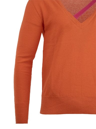 Orange V-Neck Linen Jumper