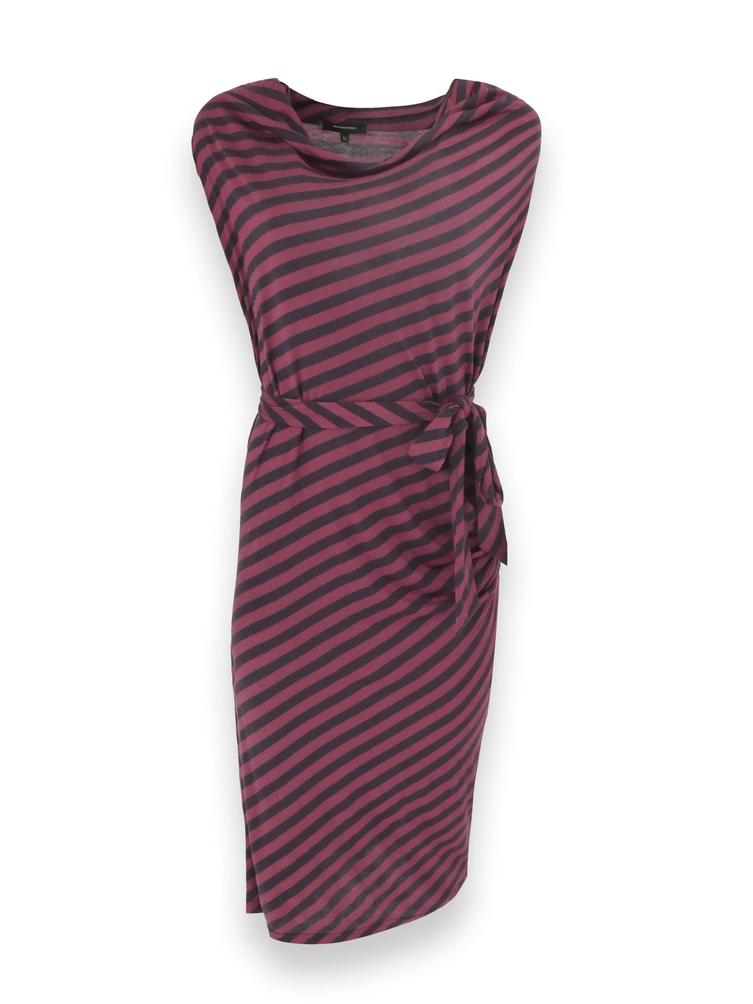 Purple Stripe Assymetrical Sleeveless Dress