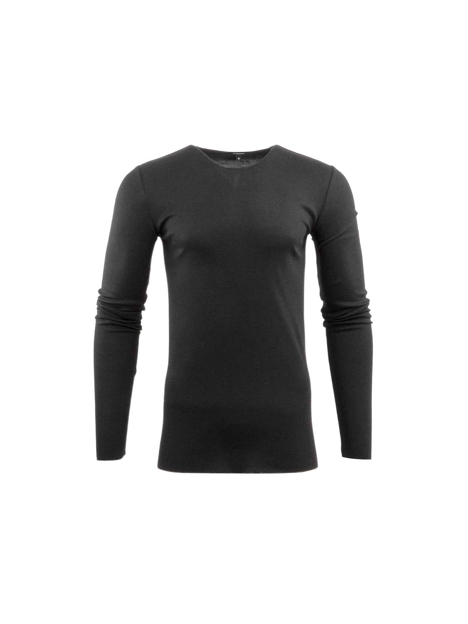 Raw Hem Long Sleeve T-Shirt in Black