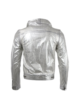 Silver Metal Jacket With Zip Off Sleeves