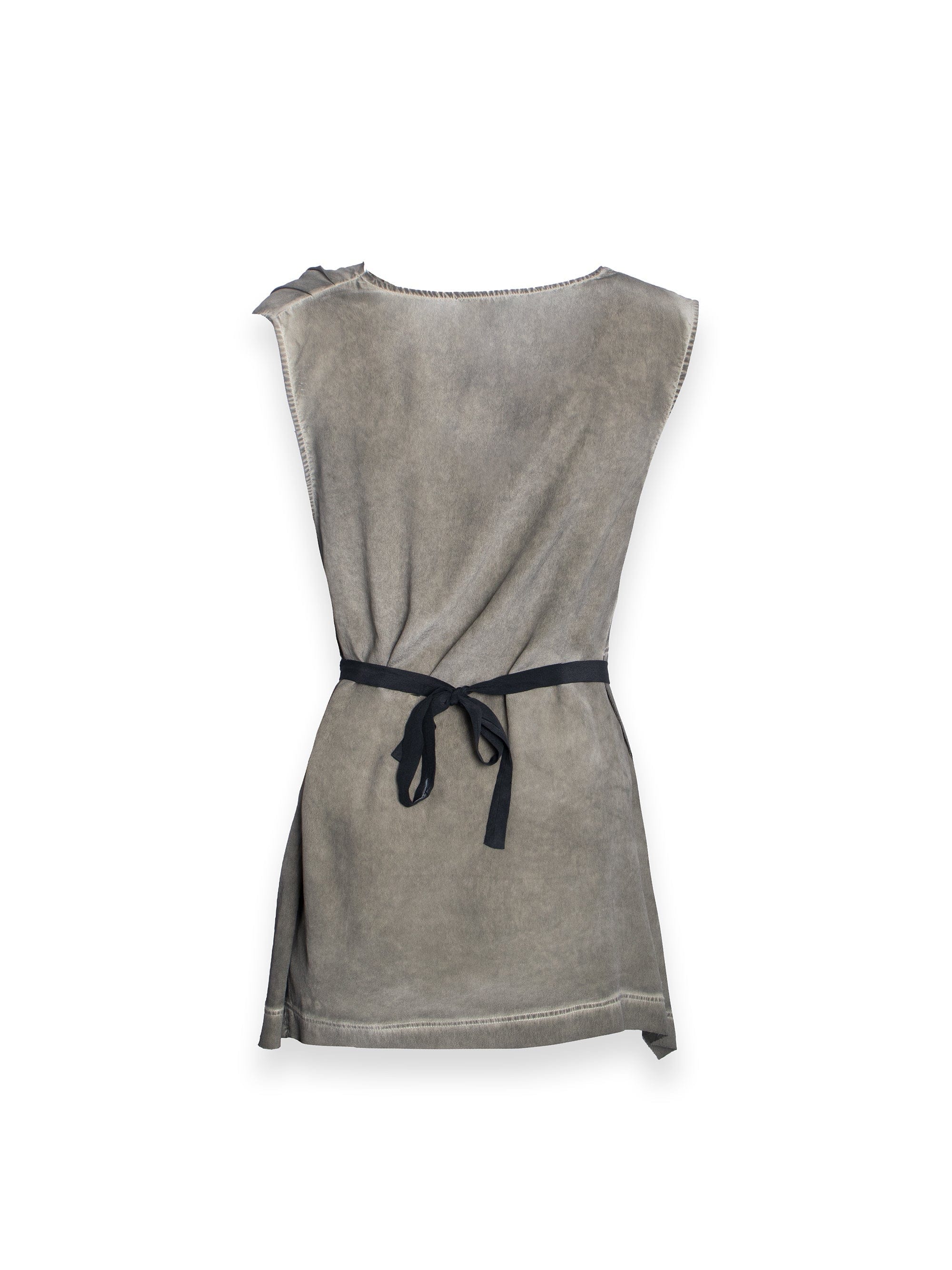 Stone Grey Cowl Neck Dress with Tie Up Detail