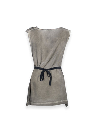 Stone Grey Cowl Neck Dress with Tie Up Detail