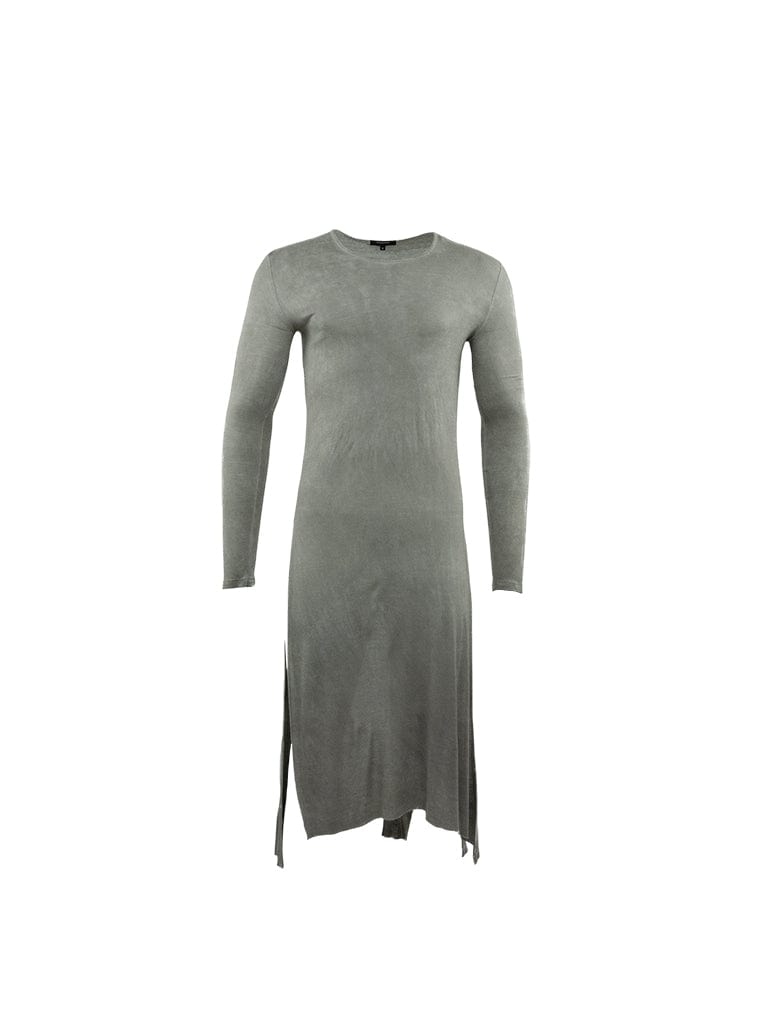 Stone Grey Long Sleeve Rayon Dress