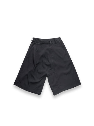 Twill Polyester Black Wide Fit Shorts