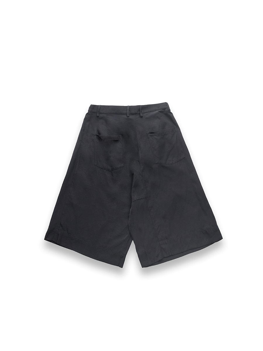 Twill Polyester Black Wide Fit Shorts