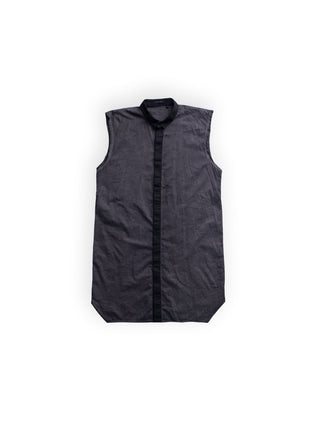 Two Tone Dark Grey Sleeveless Button Up Shirt