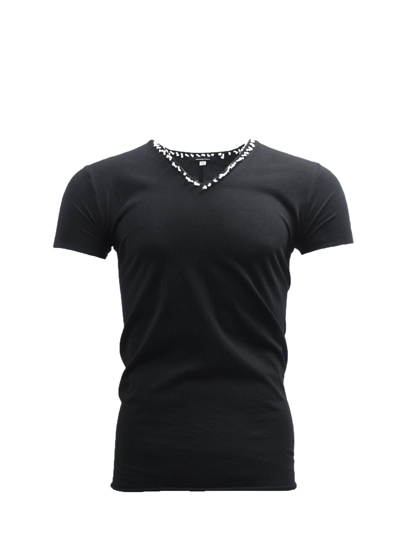 Black V-Neck Knot T-Shirt