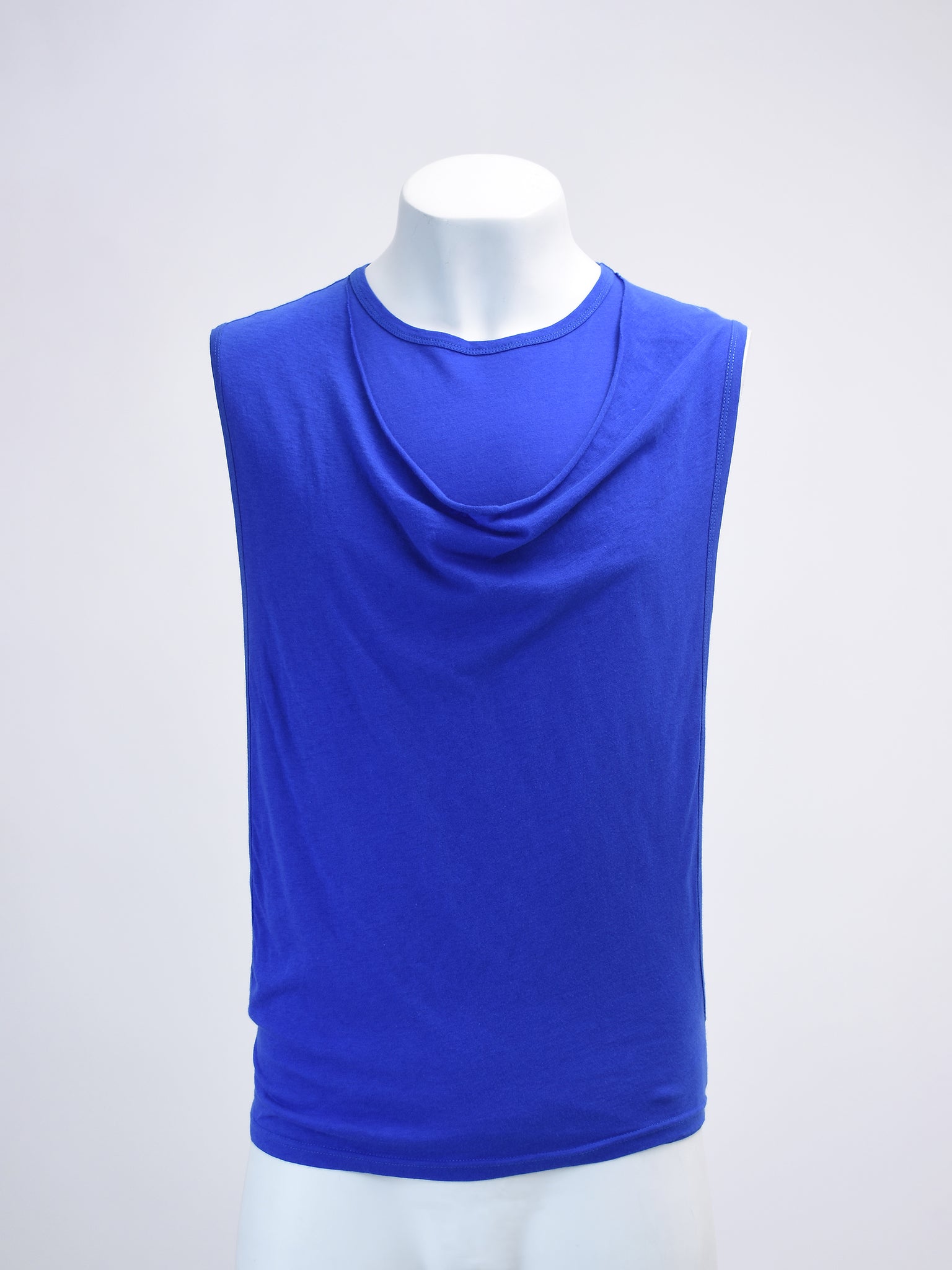 Blue Swoop Neck Open Side Vest