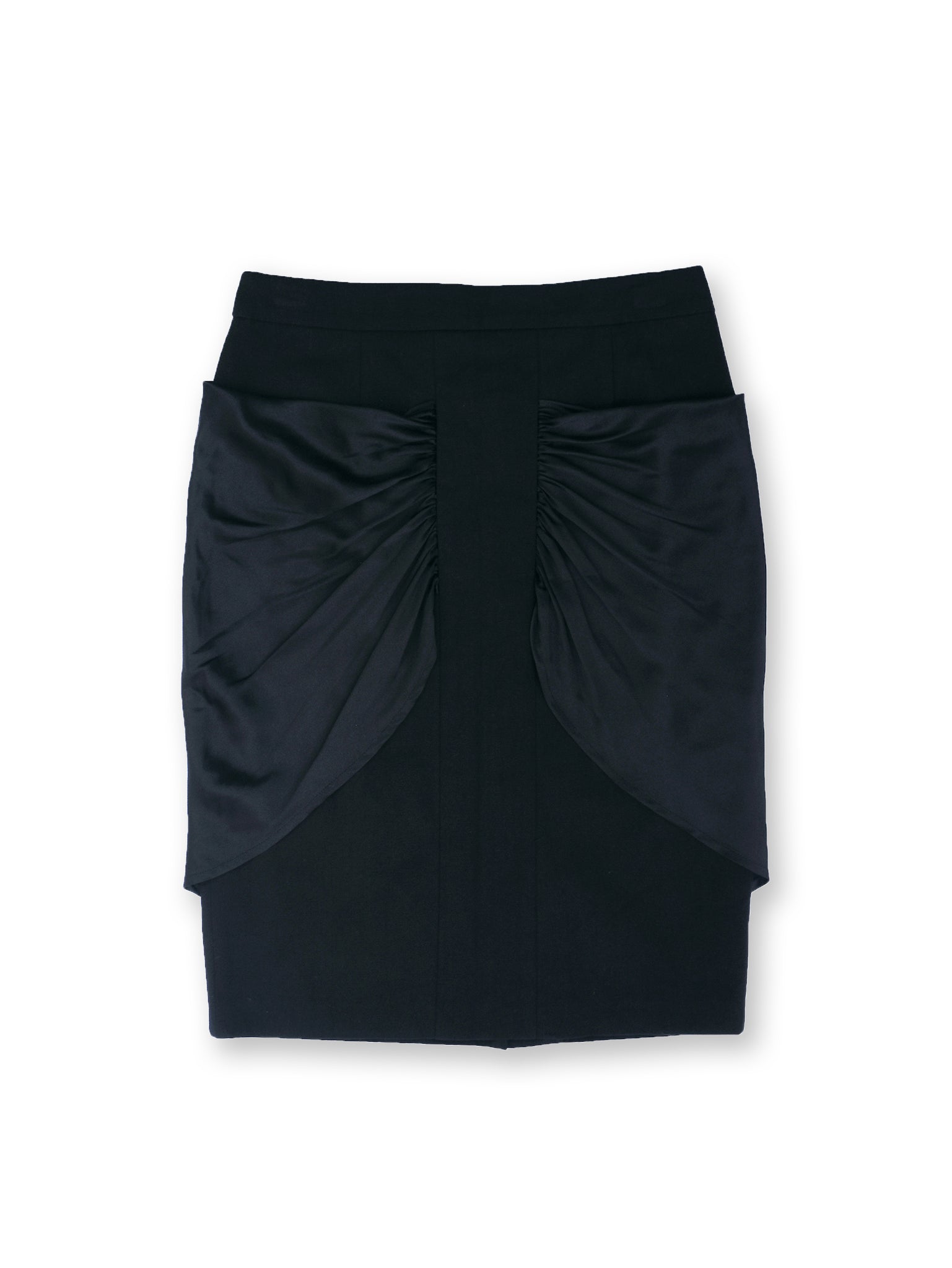 Black Pencil Skirt with Silk Detailing