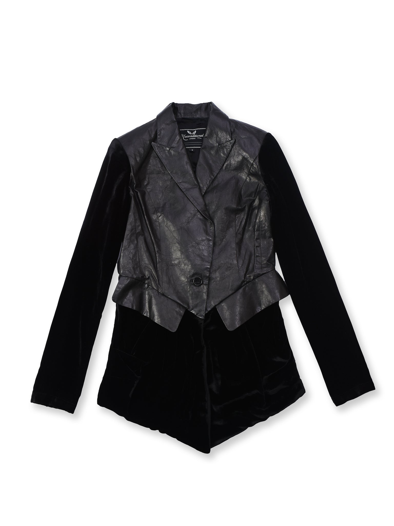 Black Velour Blazer with Leather Front