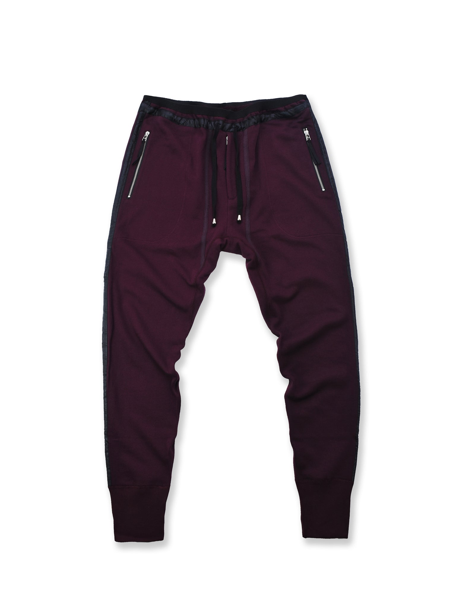 Burgundy and Black Satin Striped Joggers